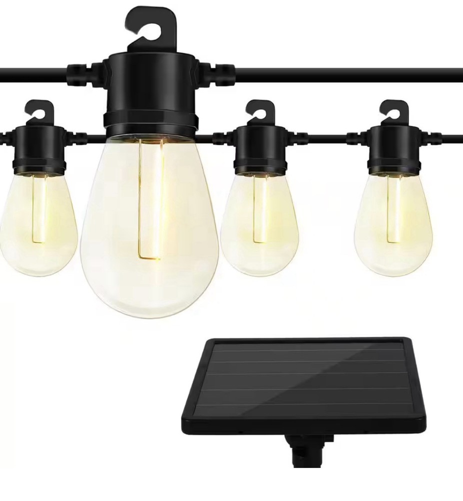Deck Impressions 82275 36 ft Solar Lantern Bulb LED String Lights Black