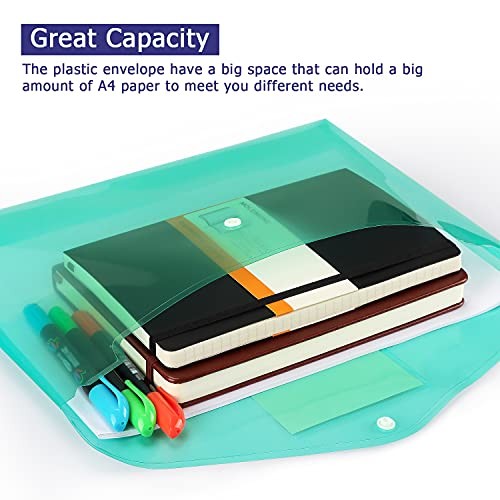 6 Pack Clear Document Folders Plastic Envelopes Poly Envelopes File 6 Color