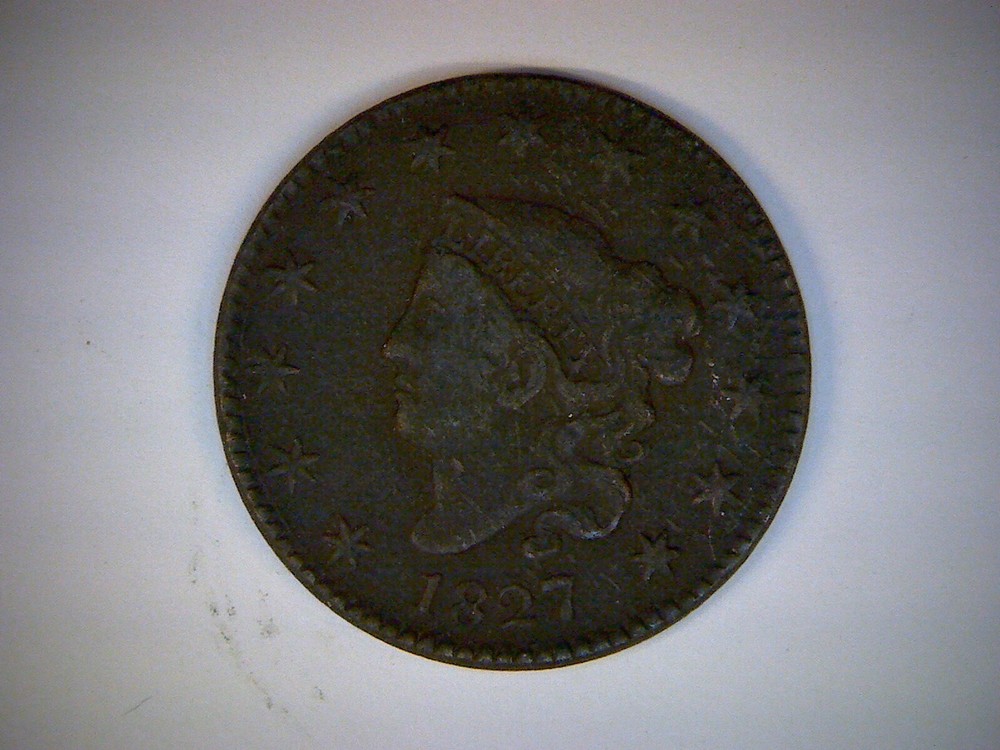 1827  U.S. LARGE CENT,  CORONET CENT,