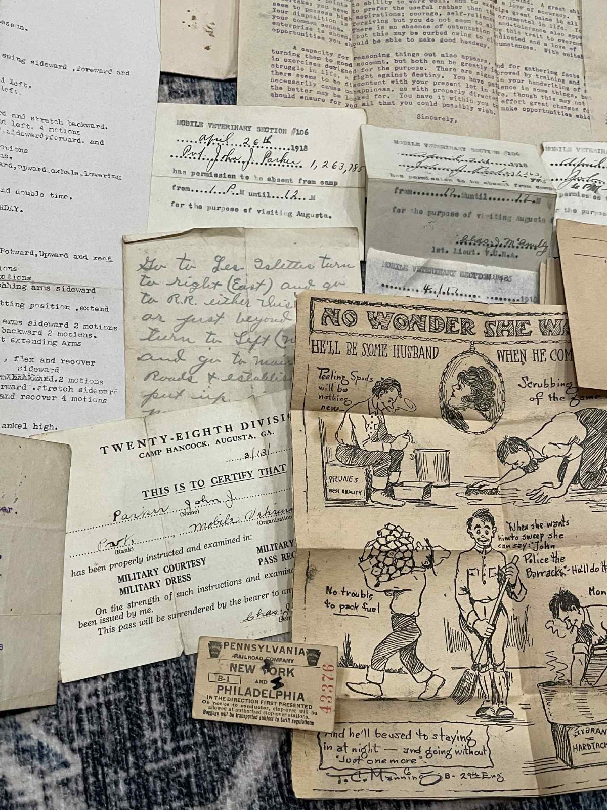 WW1 WWI Military US Army AEF 28th Divison Cavalry Veterinarian Soldier Grouping