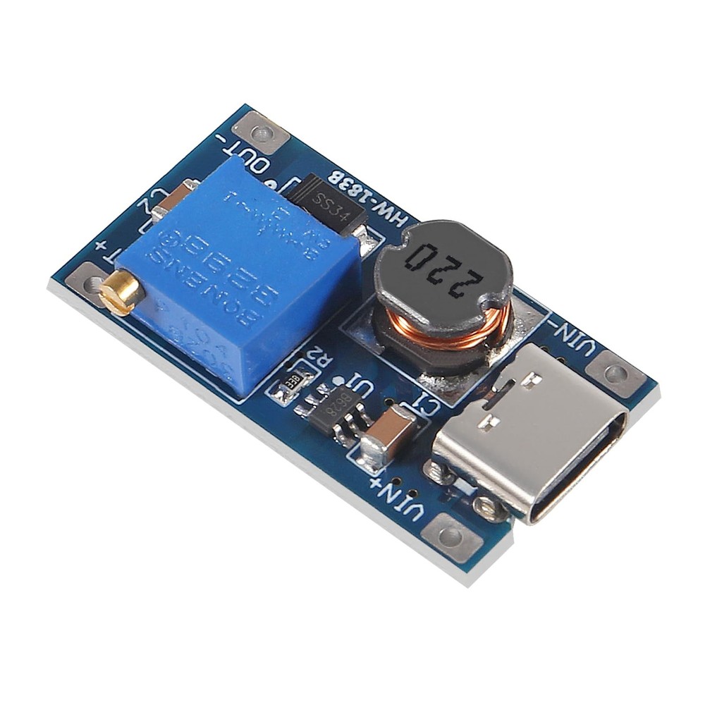5pcs Type-C MT3608 DC-DC Adjustable Boost Module 2A Step-Up Converter 2V-24V 5V