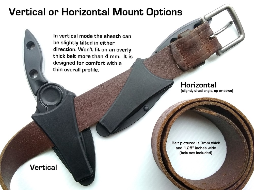 Horizontal Mount Concealed Carry Sheath Fixed Blade Knife Finger Hole FAST SHIP