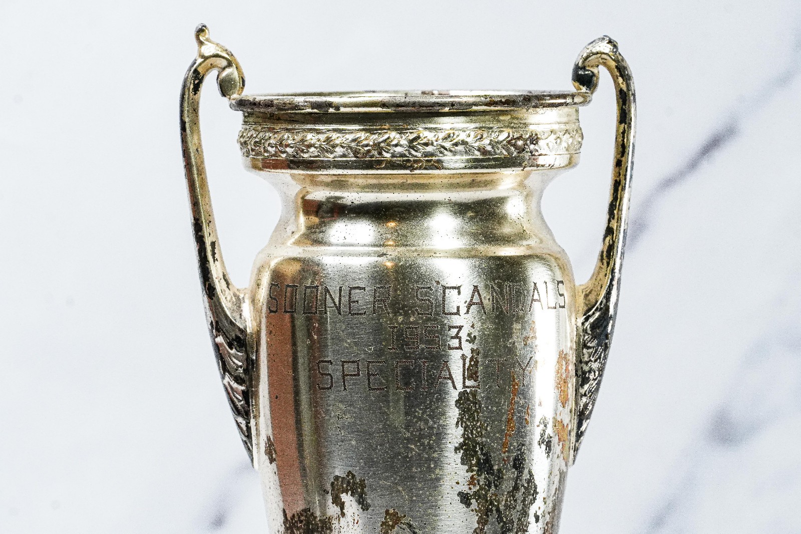 Classic Pair of Large Silverplate Antique Trophy Cup Trophies Home Decor Prop