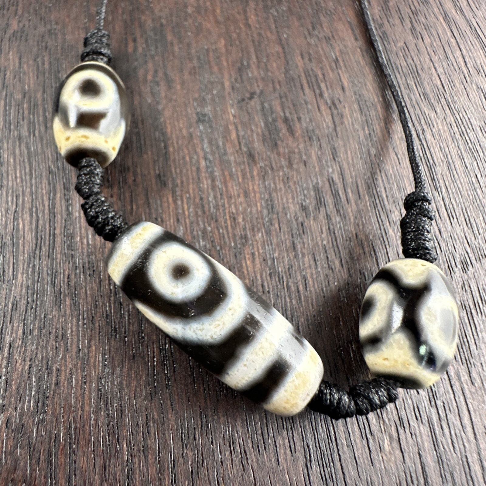 Indo Tibetan Agate 2 Eyes in Square Agate Stone Dzi Beads Amulet