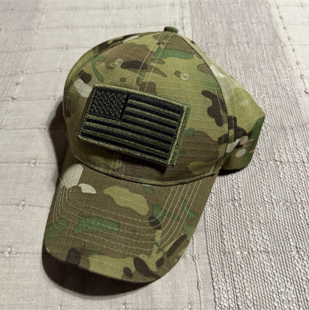 Eagle Crest Camouflage Hat with Removable   American Flag Patch