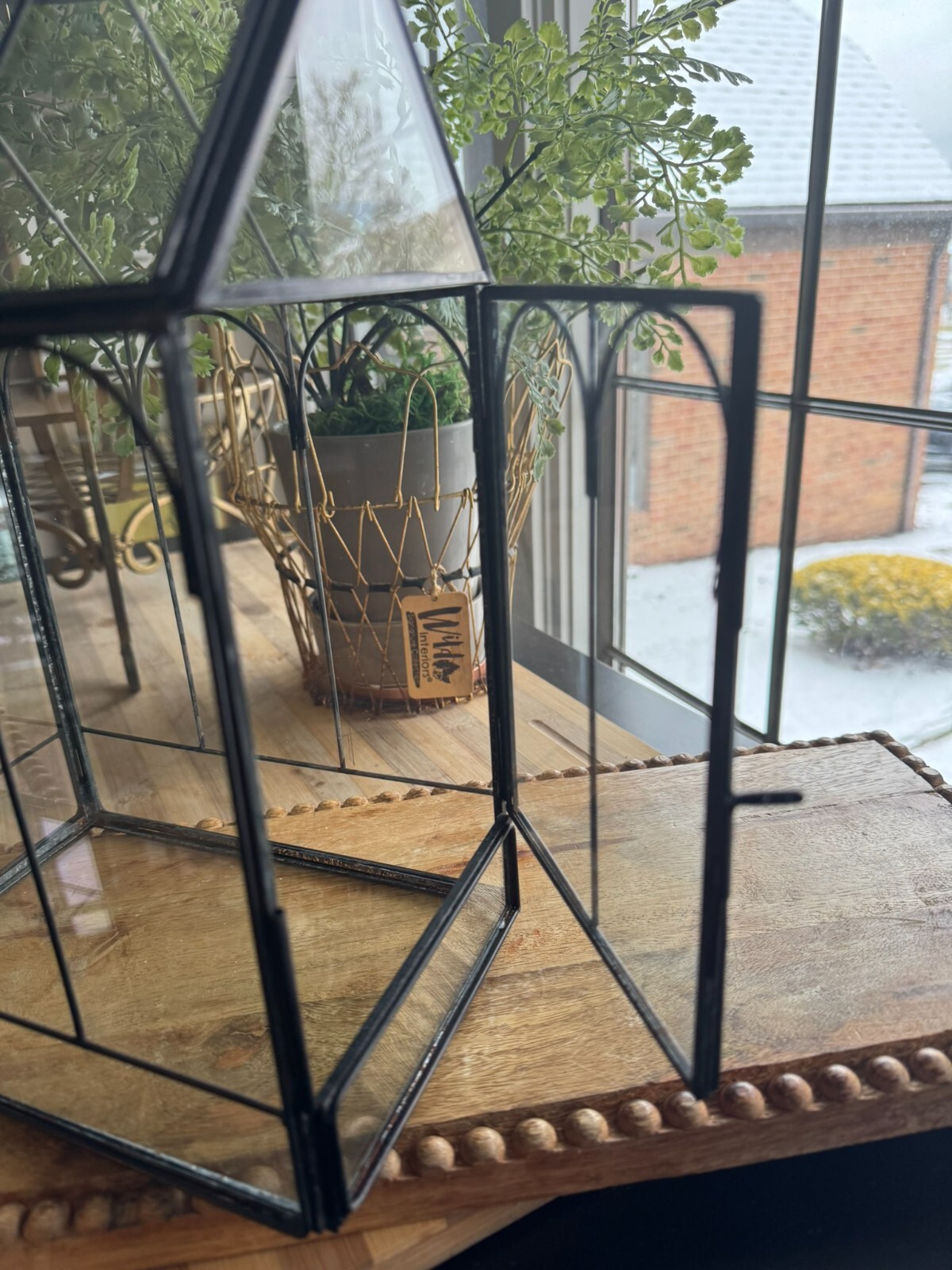 Antique Terrarium Glass w/ Metal Wardian Case Plant Container Miniature Garden