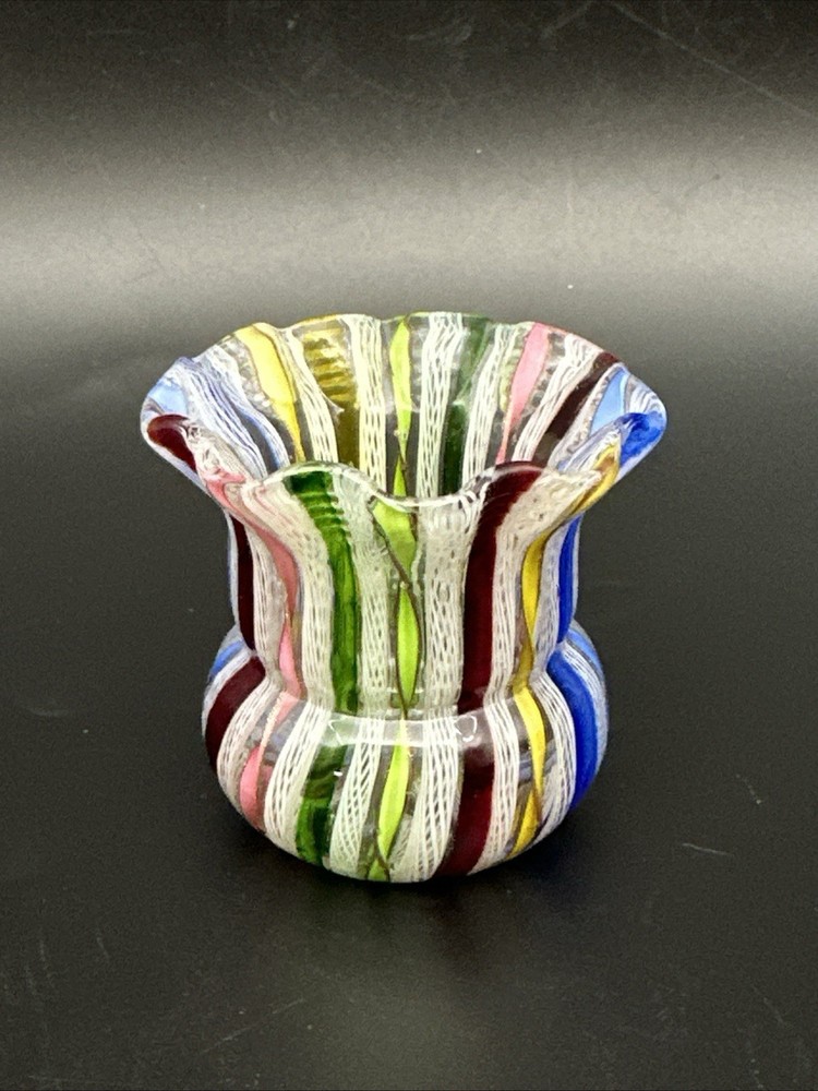 Murano Ribbon Glass Toothpick Holder