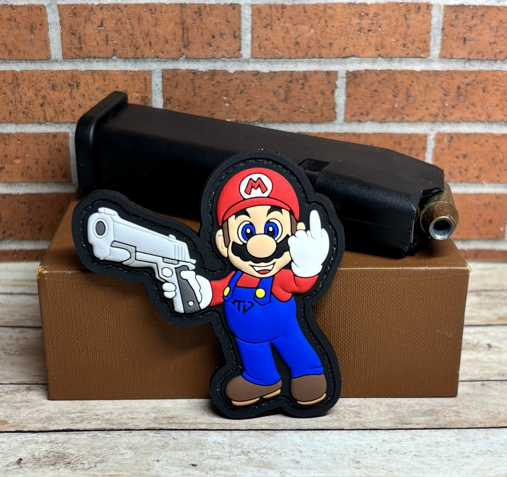 PVC Tactical Morale Patch, Tactical Mario Patch, Mario Bros. Gun Patch