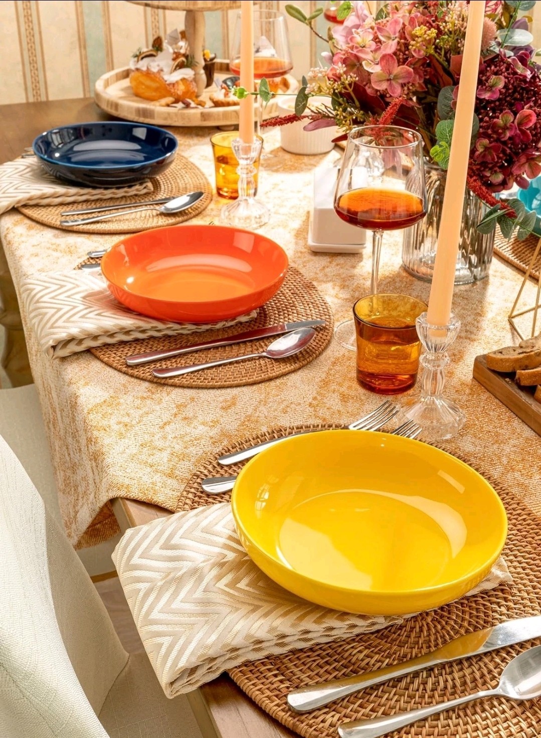 PASTA BOWLS Porcelain Salad Serving Bowl Multi Set of 6 22oz 7.6 Inch SWEESE