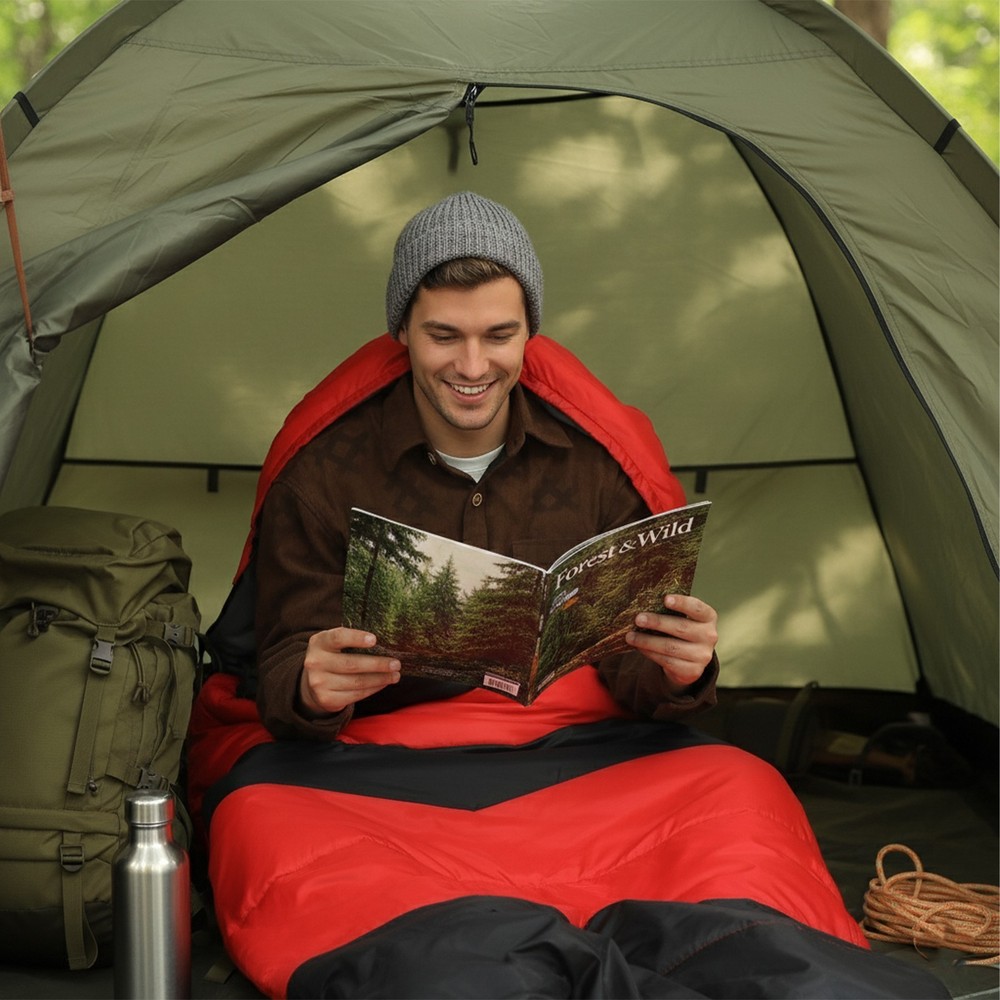 Red Rectangular Heated Lightweight Sleeping Bag Waterproof F Backpacking Hiking