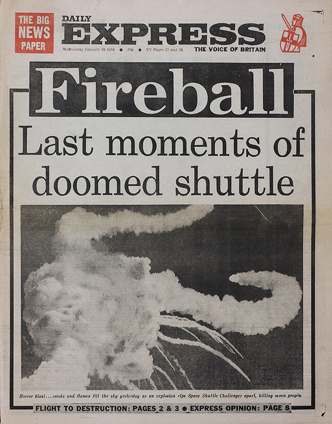 DAILY EXPRESS NEWSPAPER 29 JAN 1986 SPACE SHUTTLE CHALLENGER EXPLOSION DISASTER