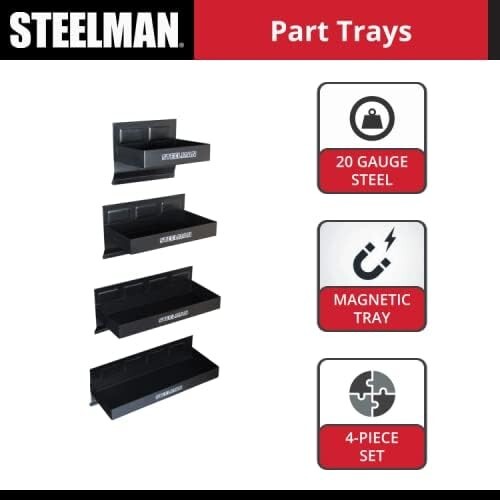 Non-Marring Magnetic Tool/Parts Storage Trays for Rolling Toolboxes, Durable ...