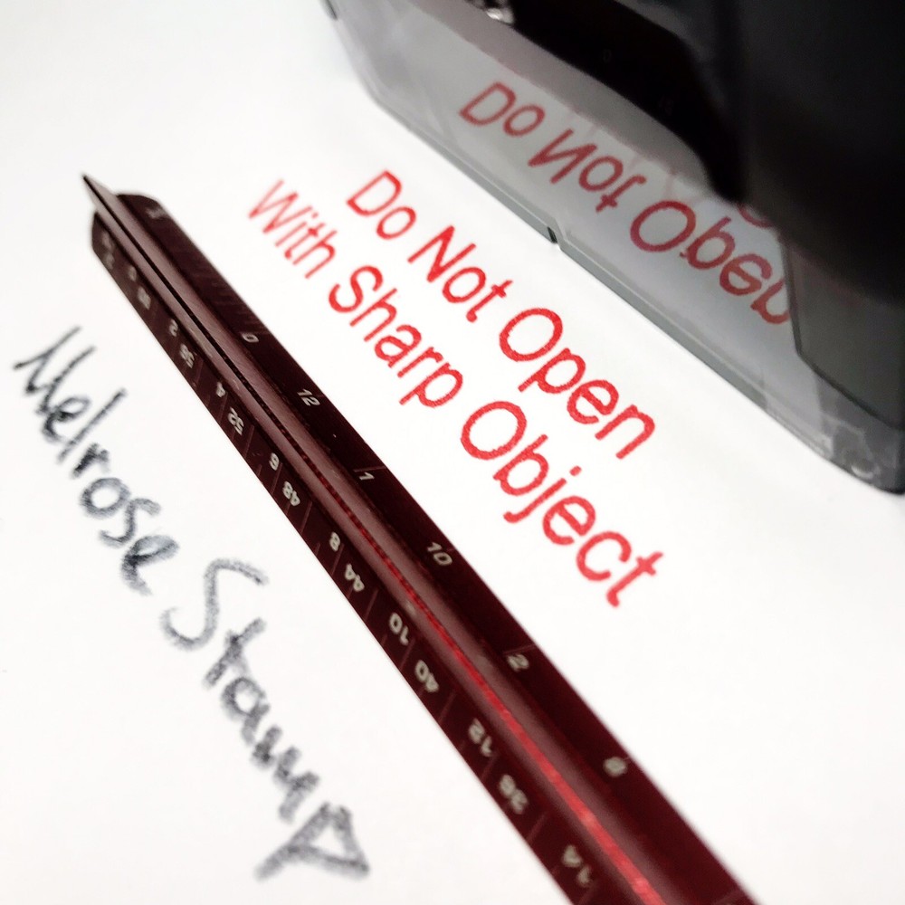 Do Not Open With Sharp Object Rubber Stamp Red Ink Self Inking Ideal 4913