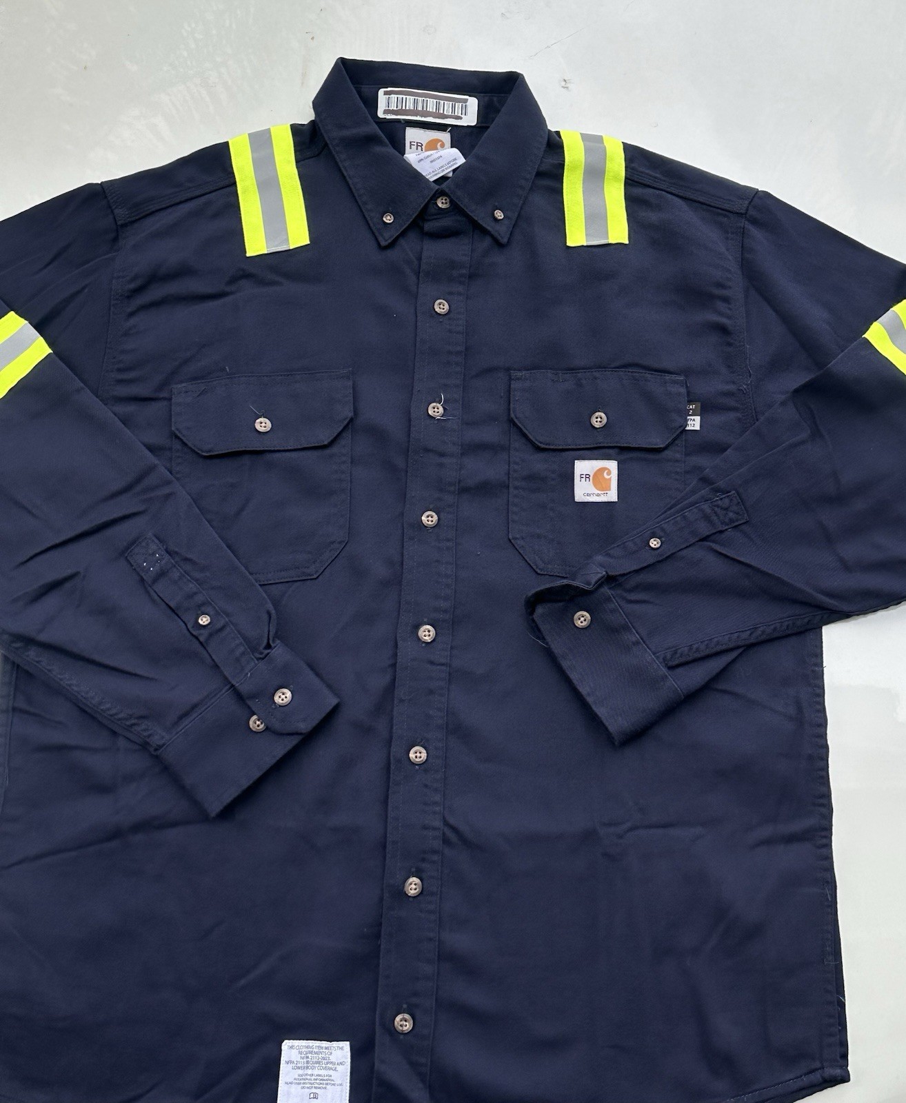 Carhartt FR Hi-Visibility Cotton Work Shirts Large Reg Lot of 2