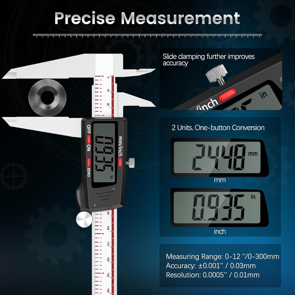 Housolution Digital Caliper, 12Inch Caliper Measuring Tool with Large LCD Screen