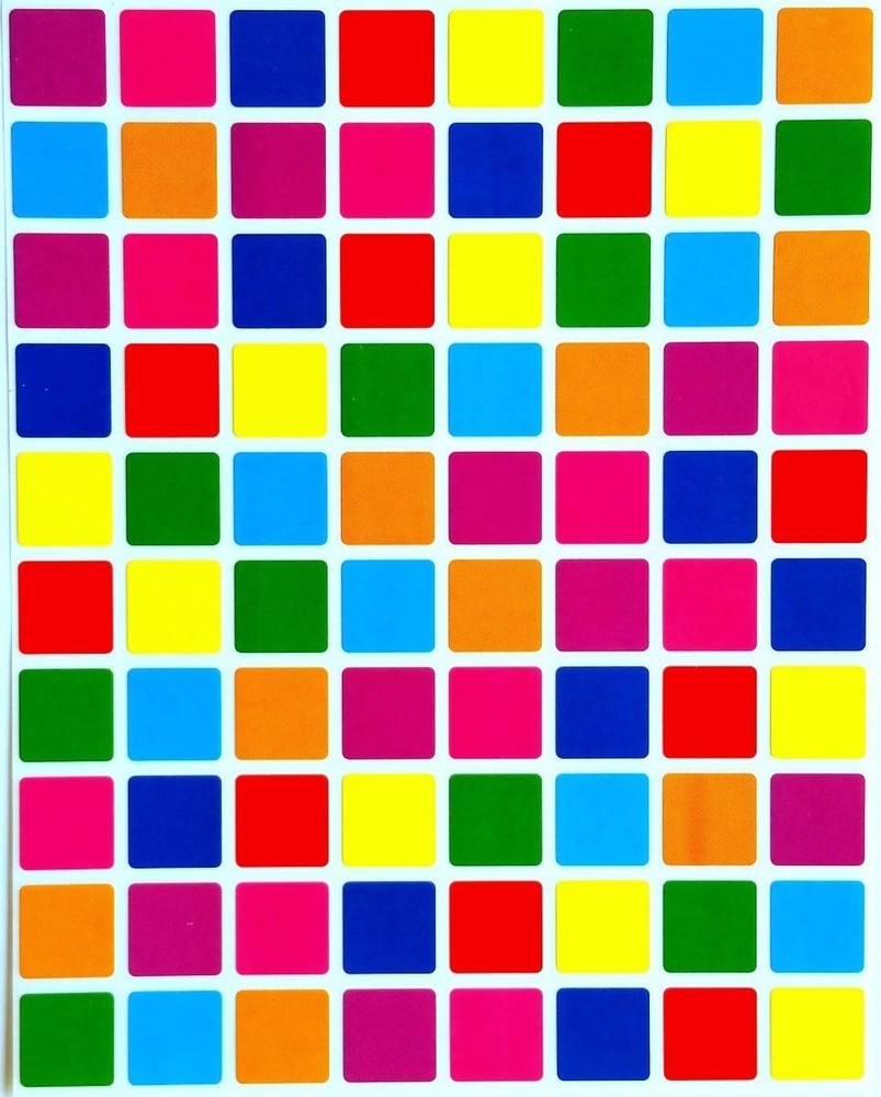 Square Color Coding Labels 1/2 inch -Assorted Colors Sticker 2000 pack