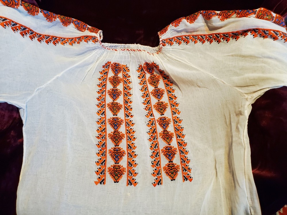 Exquisite Antique Romanian Silk Blouse