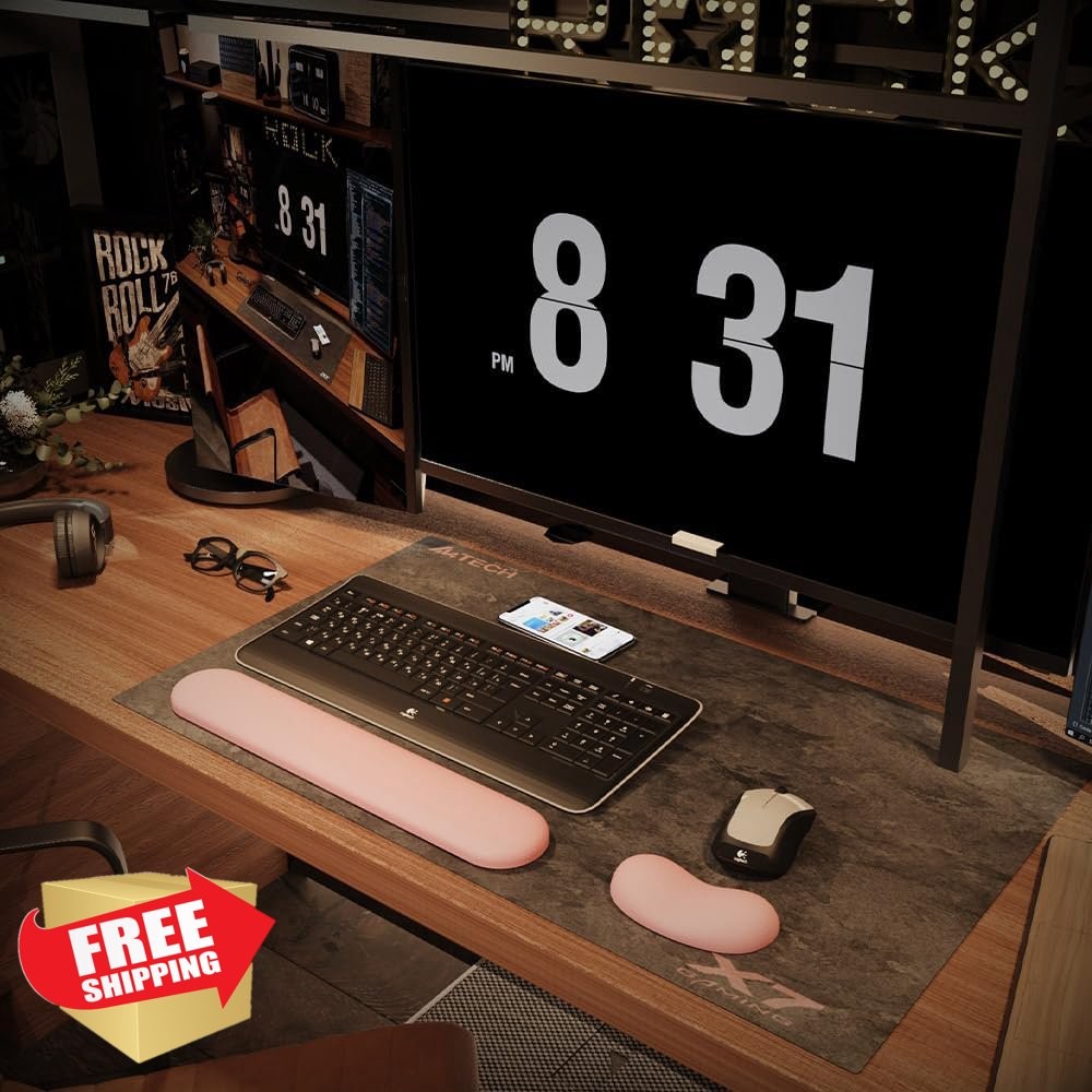 Pink Gel Memory Foam Keyboard Mouse Wrist Rest Set