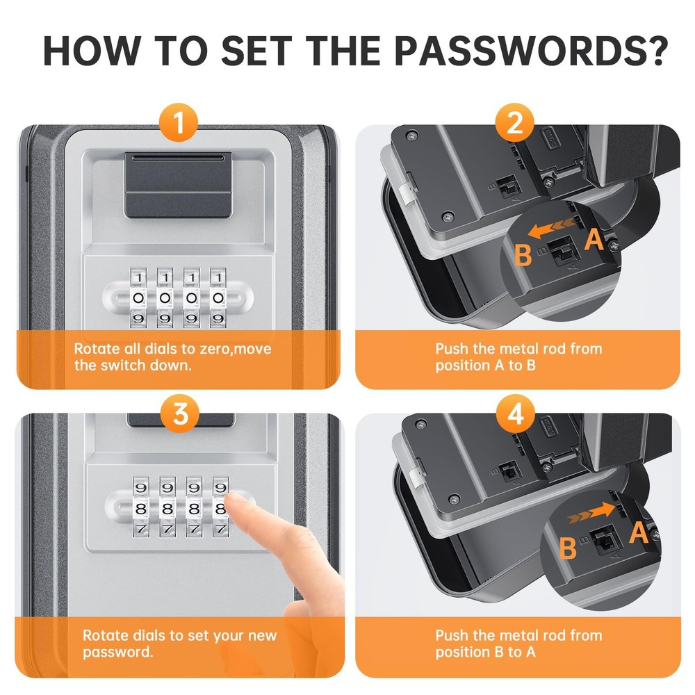Key Lock Box - Light Up, Waterproof, 4-Digit Combination | Secure Your Keys