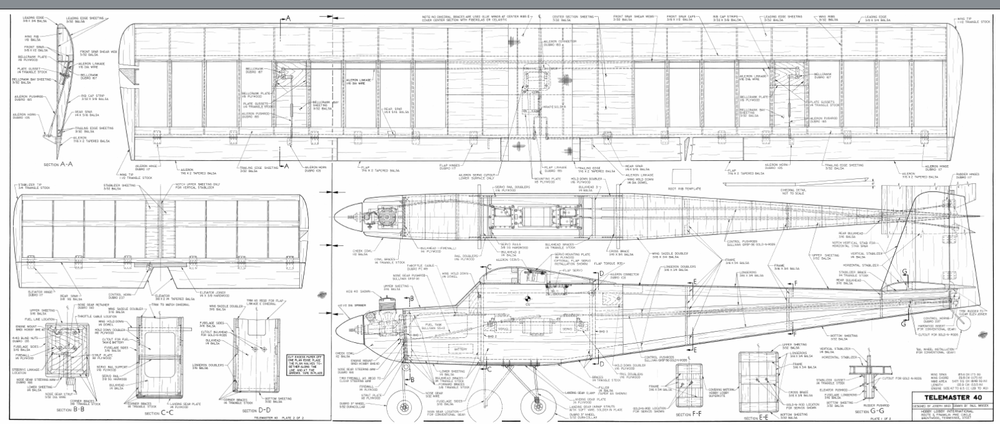 Telemaster 40 RC 73 inch Trainer Airplane Printed Plans