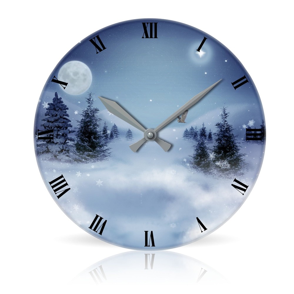 Winter br Round Acrylic Wall Clock 10.75"