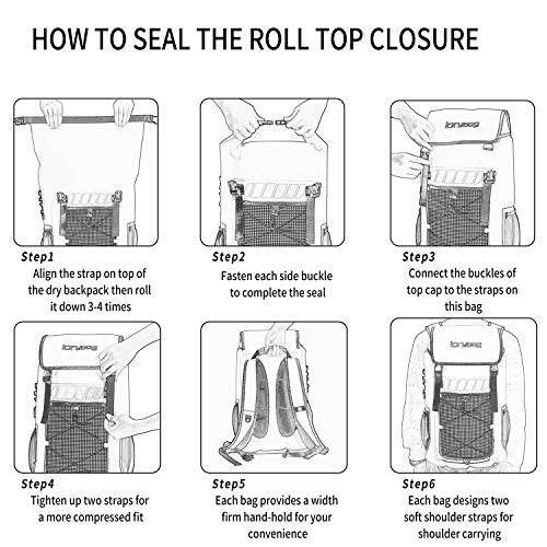 Roll Top Waterproof Backpack Floating Dry Backpack Waterproof, Dry 45L Gray