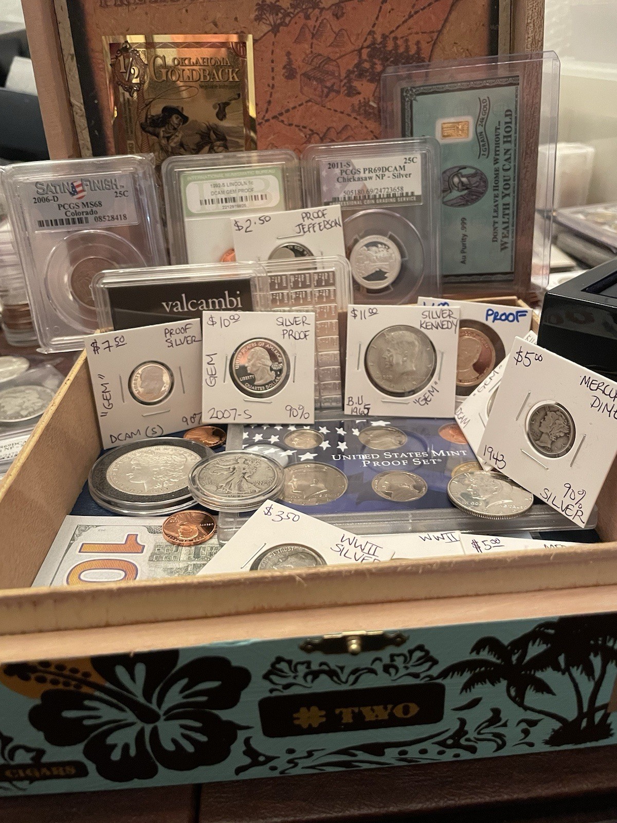 🔥ESTATE SALE Silver Coin & Currency Lot - Silver Gold & CU In Premium Cigar Box