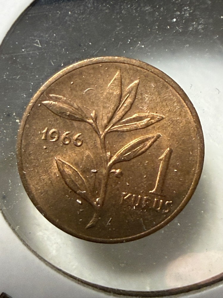 1966 Turkey 1 Kuruş coin