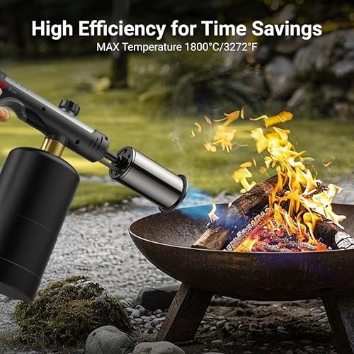 High-Performance Propane Torch with One-Touch Max Fire, Safety Lock, BBQ & Cooki