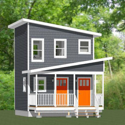 16x16 Tiny Duplex -- 441 sq ft -- PDF Floor Plan -- Model 2K