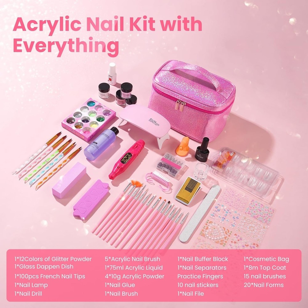 Nail Kit for Beginners with Everything: Professional Nails Kit Acrylic Set