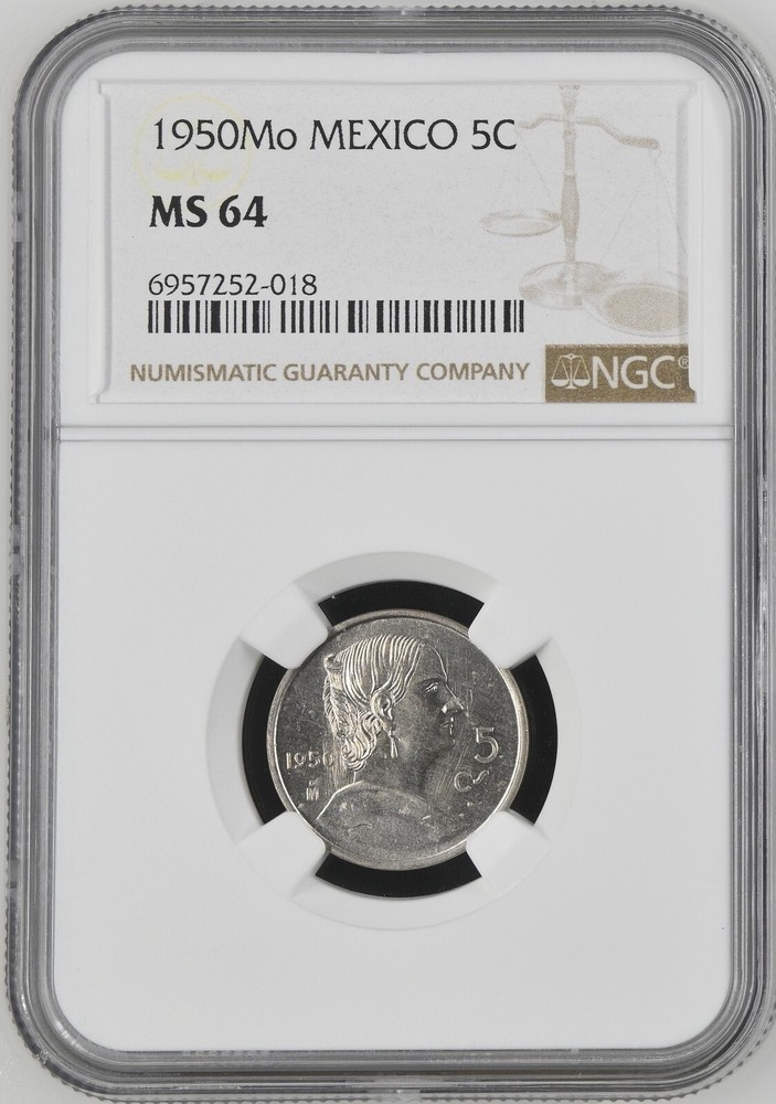 1950 Mo Mexico 5 Centavos NGC MS 64