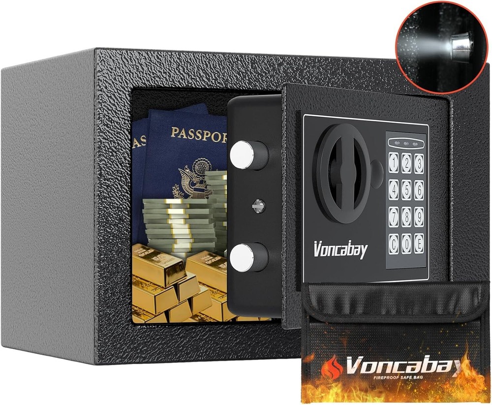 Fireproof Security Safe Box with Sensor Light & Digital Keypad - 0.23 Cu Ft