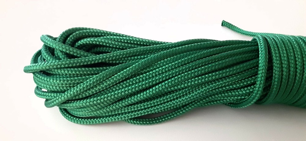 1/4 x 100 ft. Double Braid-Yacht Braid polyester rope. Green