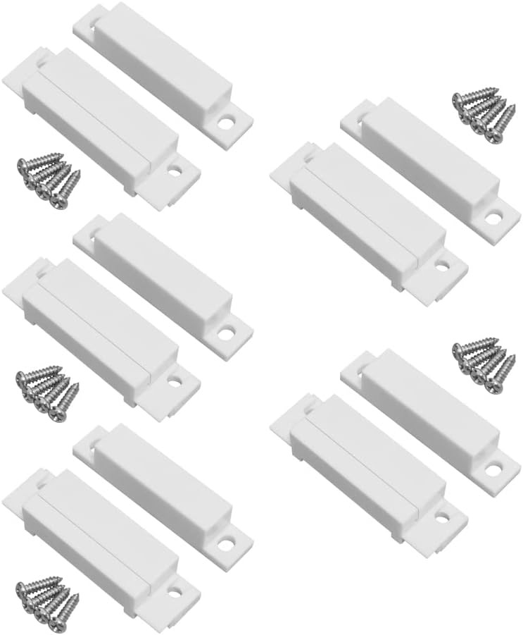5 Pack Surface Mounted NC Magnetic Door Contacts Switch Sensor for Alarm white