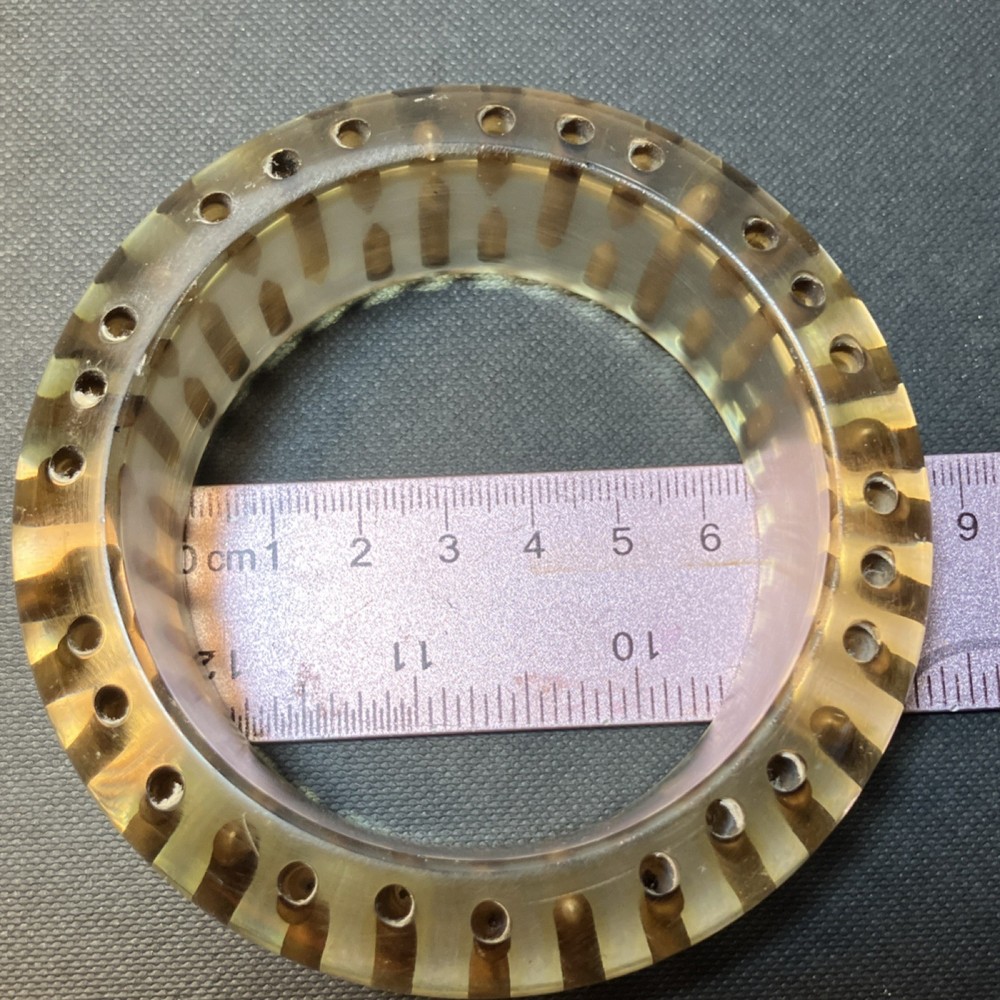 Lucite Clear Bangle Bracelet with Drilled Dot Pattern Translucent (heavy)