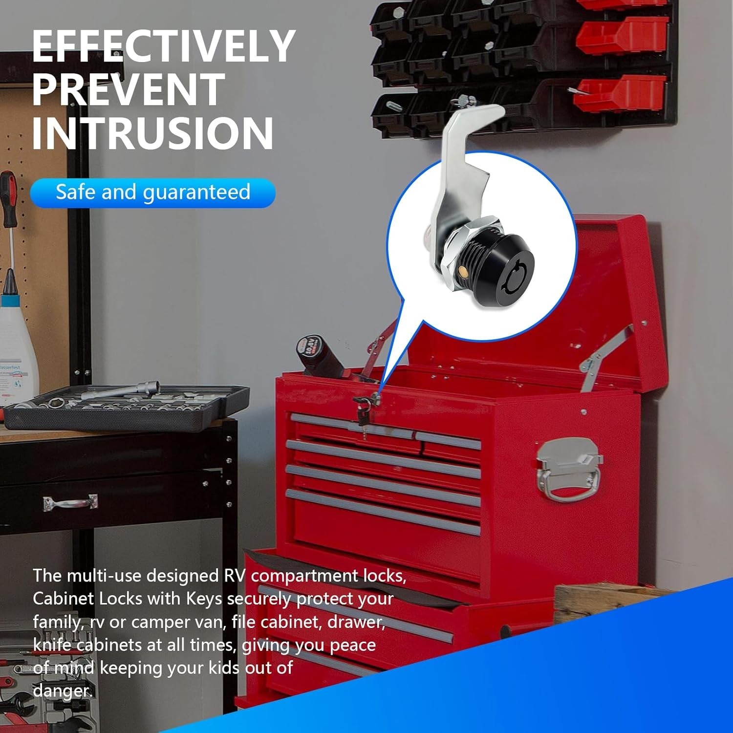 Harbor Freight Tool Cart Lock - Zinc Alloy (5/8 Inch 1 Pack-Black) - Hook Cam