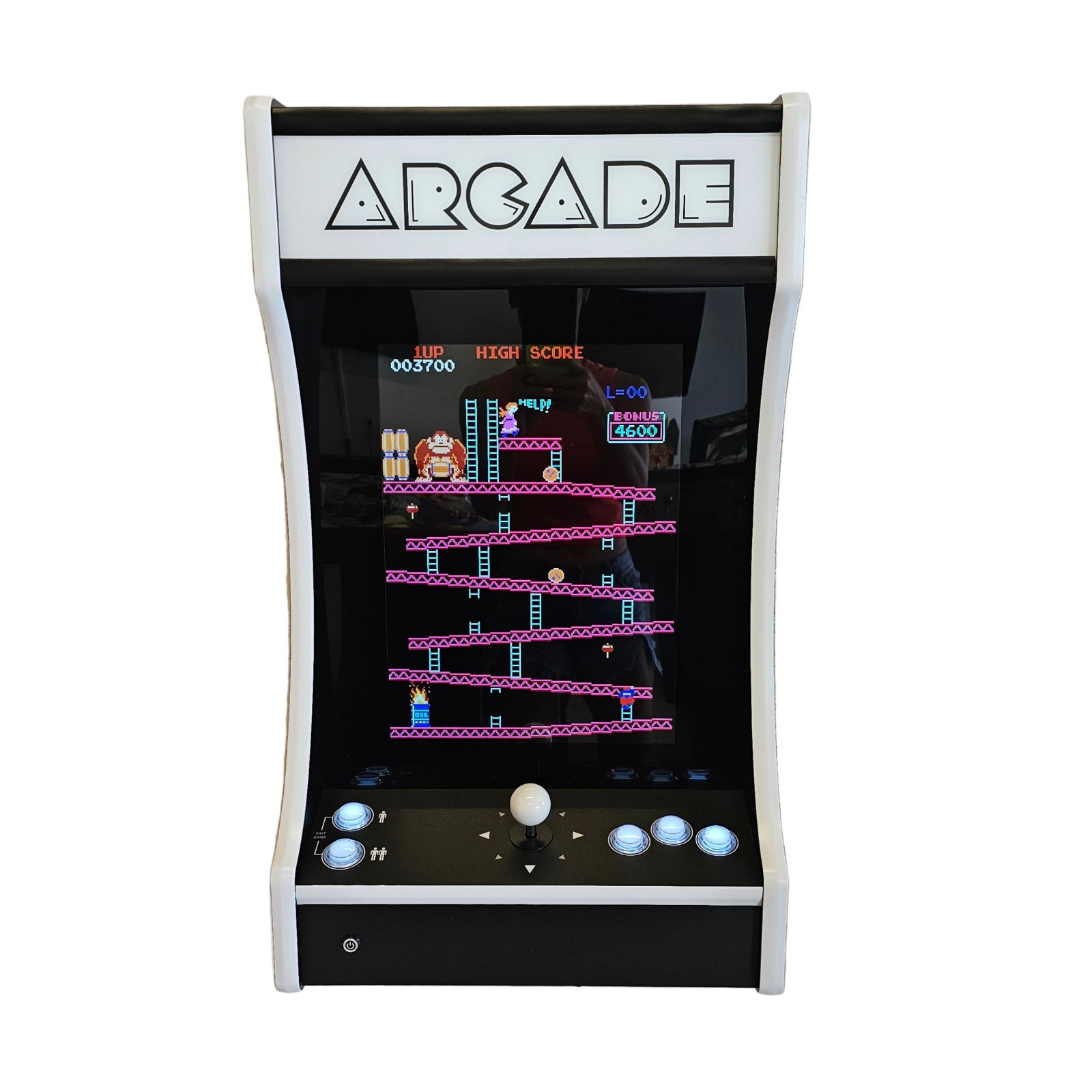Black & White Wall Mounted Or Tabletop Arcade Machine plays 150+ Games