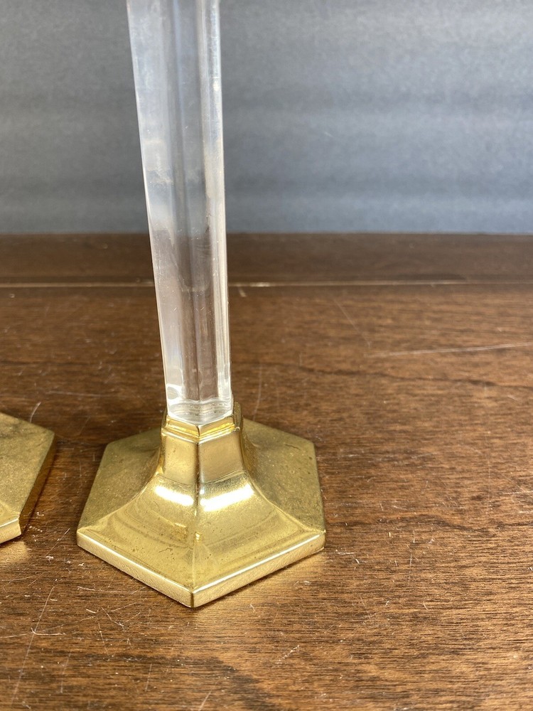 Fine Crystal & Brass Candle stick Holder Set