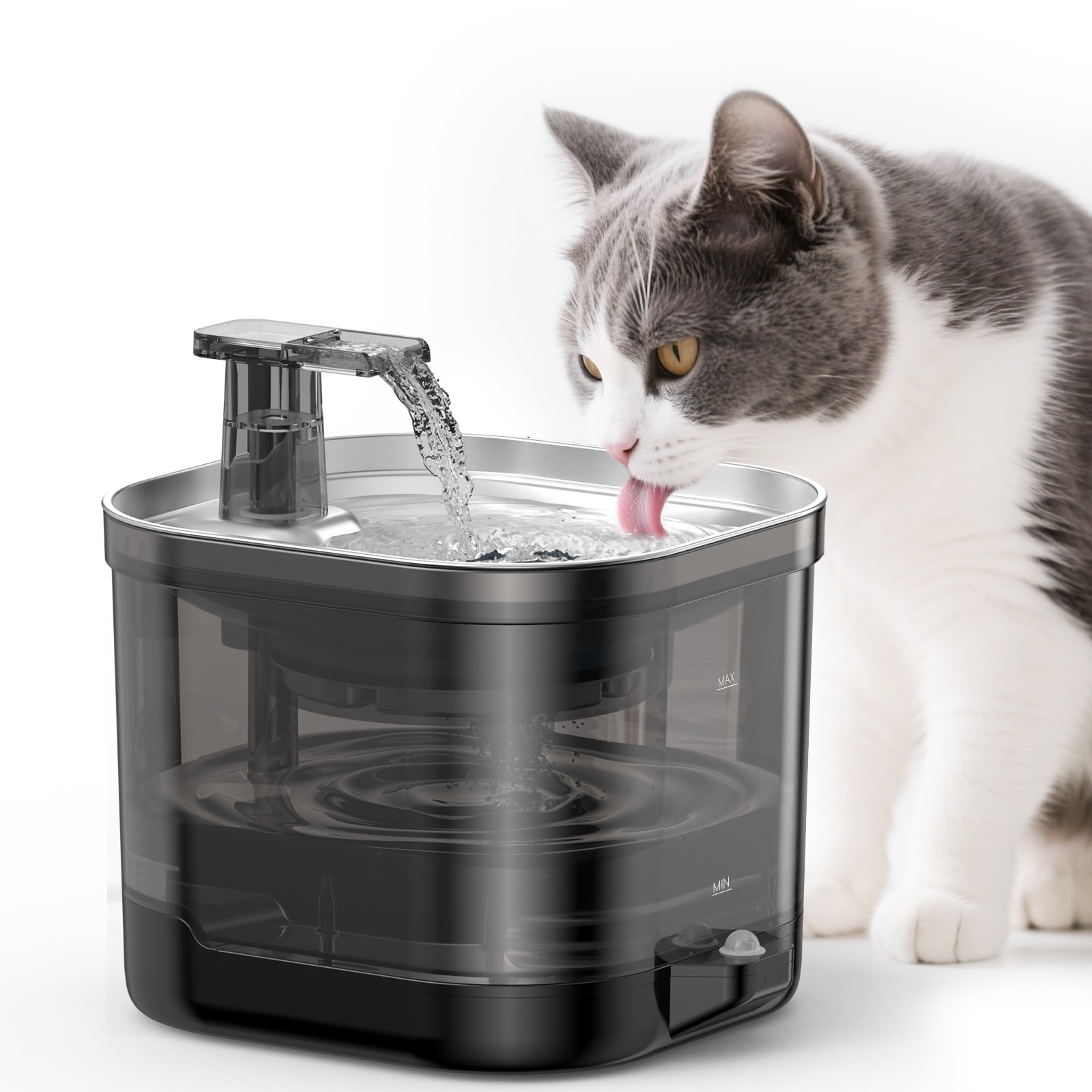 Wireless Sensor Automatic Cat Water Fountain 2L Stainless Steel Pet Fountain