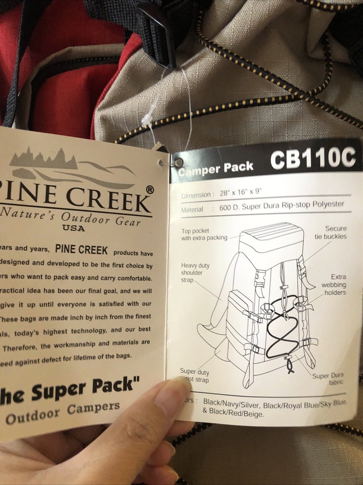 Camper Pack Hiking Backpack Red Pine Creek Nwt