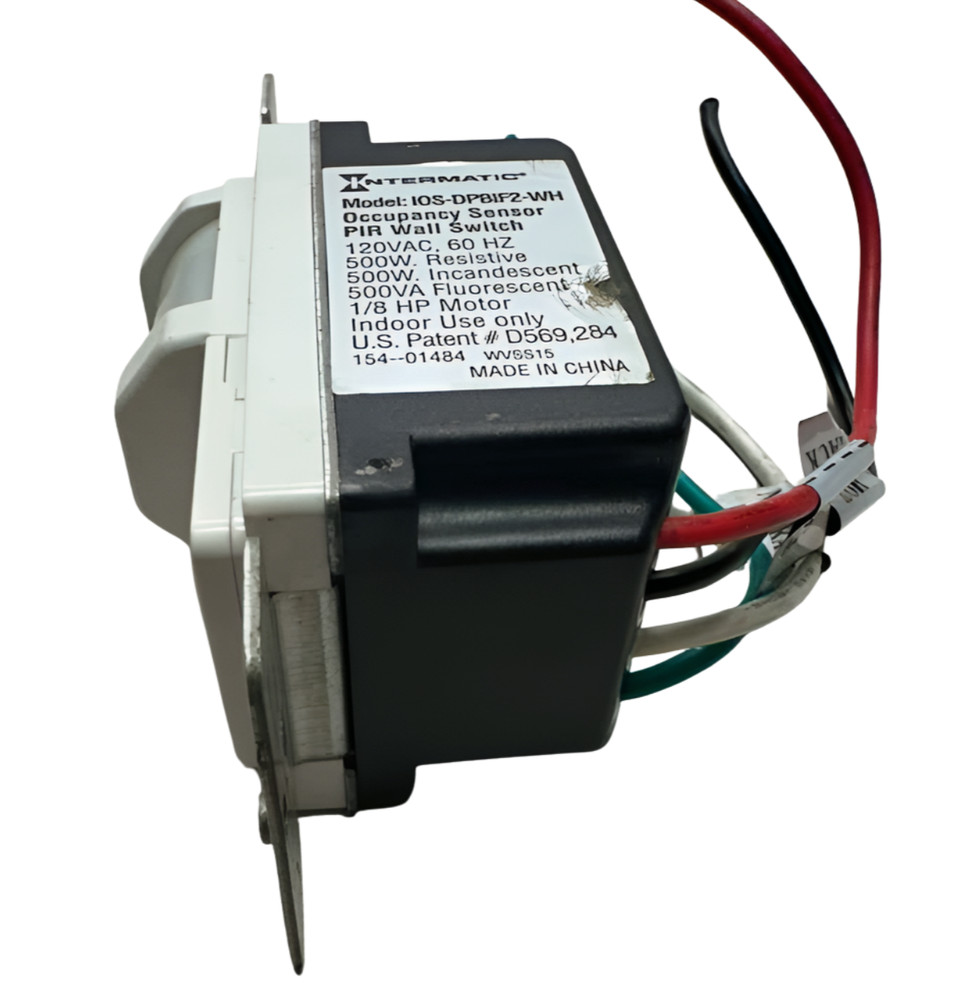 Intermatic IOS-DPBIF2-WH White Occupancy Sensor PIR Wall Switch, 120VAC