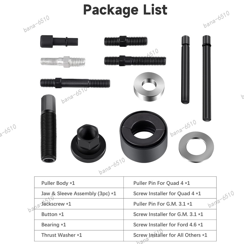 13PCS Power Steering Pump Pulley Puller Remover & Alternator Installer Tool Kit