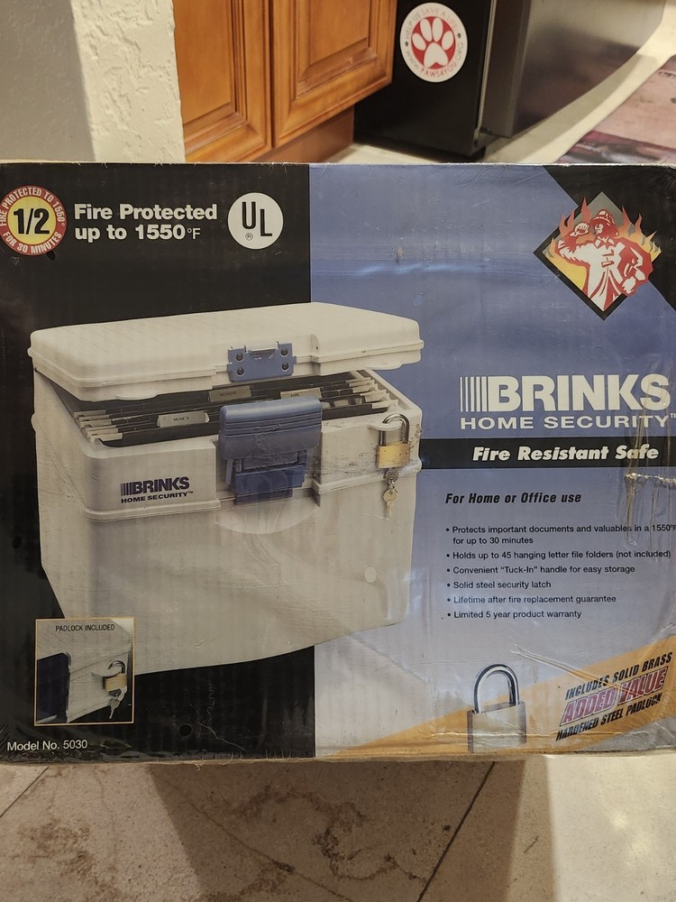 Brinks Home Security Locked Box Fire Safe Rated 1/2 Hour