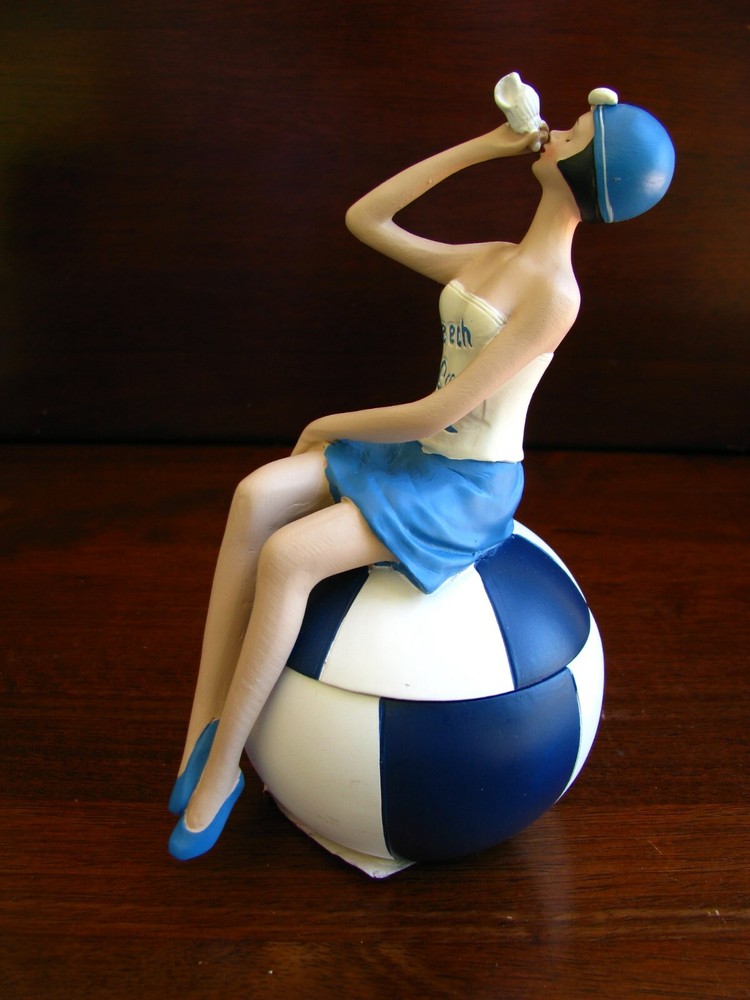 Lady on Beach Ball Trinket Box.