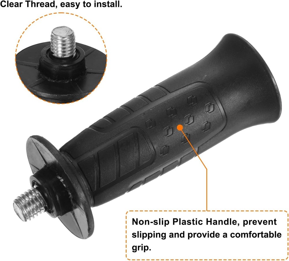 HARFINGTON 2pcs Angle Grinder Side Handle 10mm Thread Plastic 10mm, Orange
