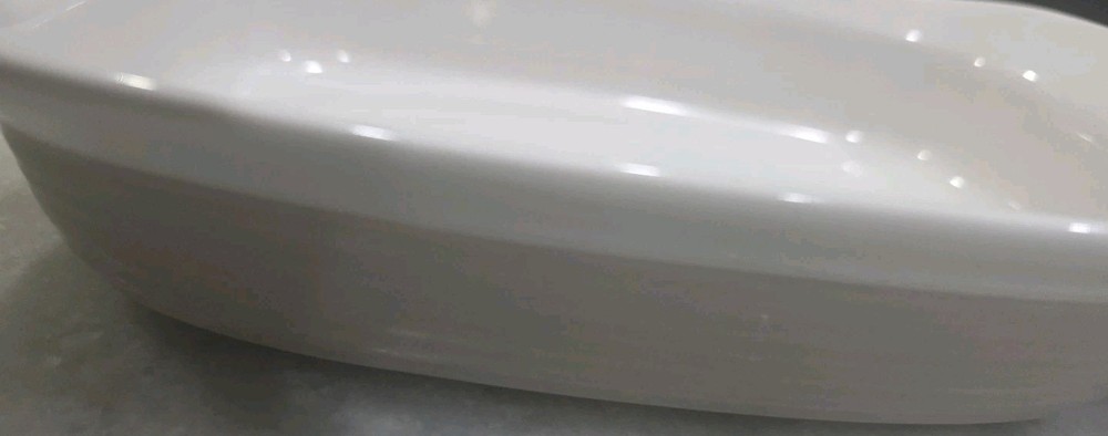 🍲 CorningWare Etch Two-tone Stoneware Baking Casserole Dish Taupe / White 27oz