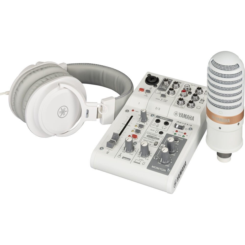 Yamaha AG03MK2 3-Channel Mixer/Interface Live Streaming Pack White