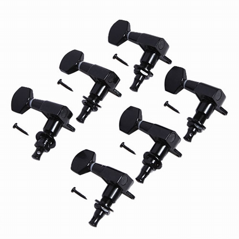 Black 6R Inline Guitar String Tuning Peg Tuner Machine Head Universal Fit USA