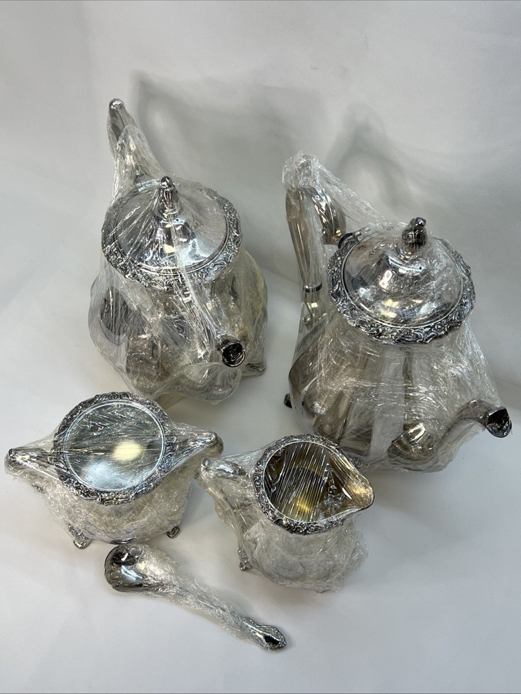 VTG Oneida Webster Wilcox Countess Silverplate Footed 4 PC Tea & Coffee Service
